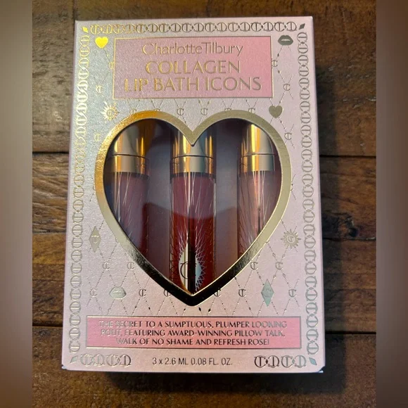 NIB Charlotte Tilbury Collagen Lip Bath Icons Set of 3 Lip Gloss. - Picture 1 of 2